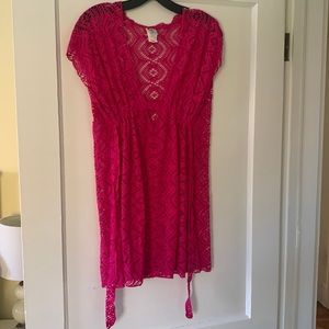 Becca hot pink swim cover up XS